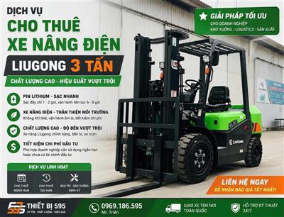 Cho Thuê Xe Nâng Điện LiuGong 3 Tấn Chính Hãng – Pin Lithium Sạc Nhanh, Giải Pháp Tiết Kiệm Cho Doanh Nghiệp